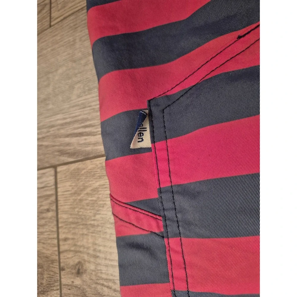 Wellen Mens Striped Board Shorts Pink Navy Blue Surf Trunks Size 32 Made in USA